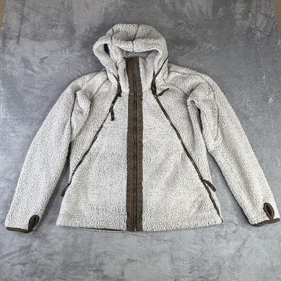 Kuhl Flight Jacket Womens Large Sherpa Fleece Zip Off Hood Thumbholes Pockets - Picture 6 of 14